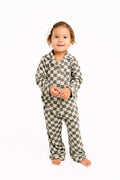 Pine Checkered Kid Long Sleeve Bamboo Button Up Set