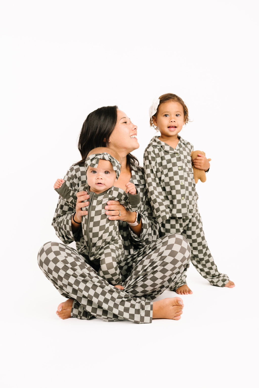 Pine Checkered Kid Long Sleeve Bamboo Button Up Set