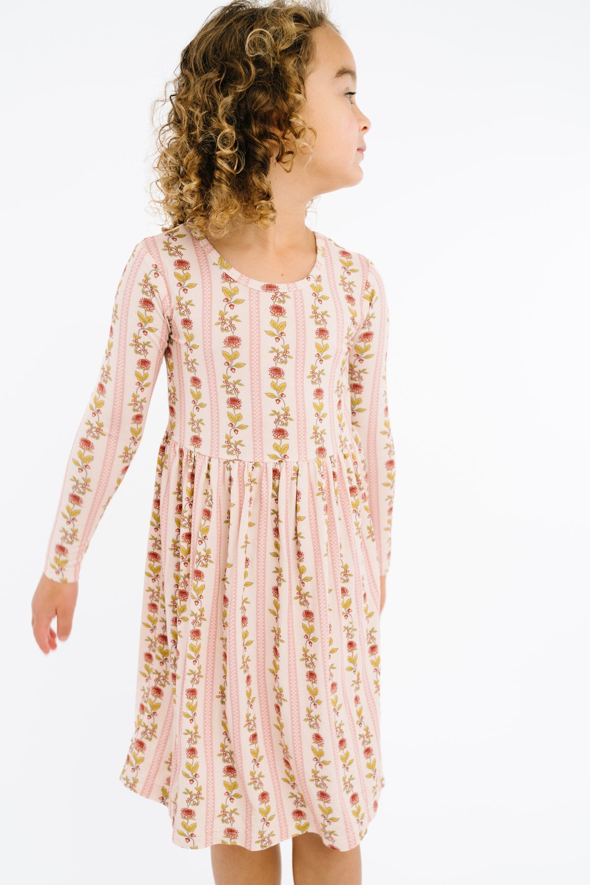 Vintage Floral Stripe Bamboo Dress