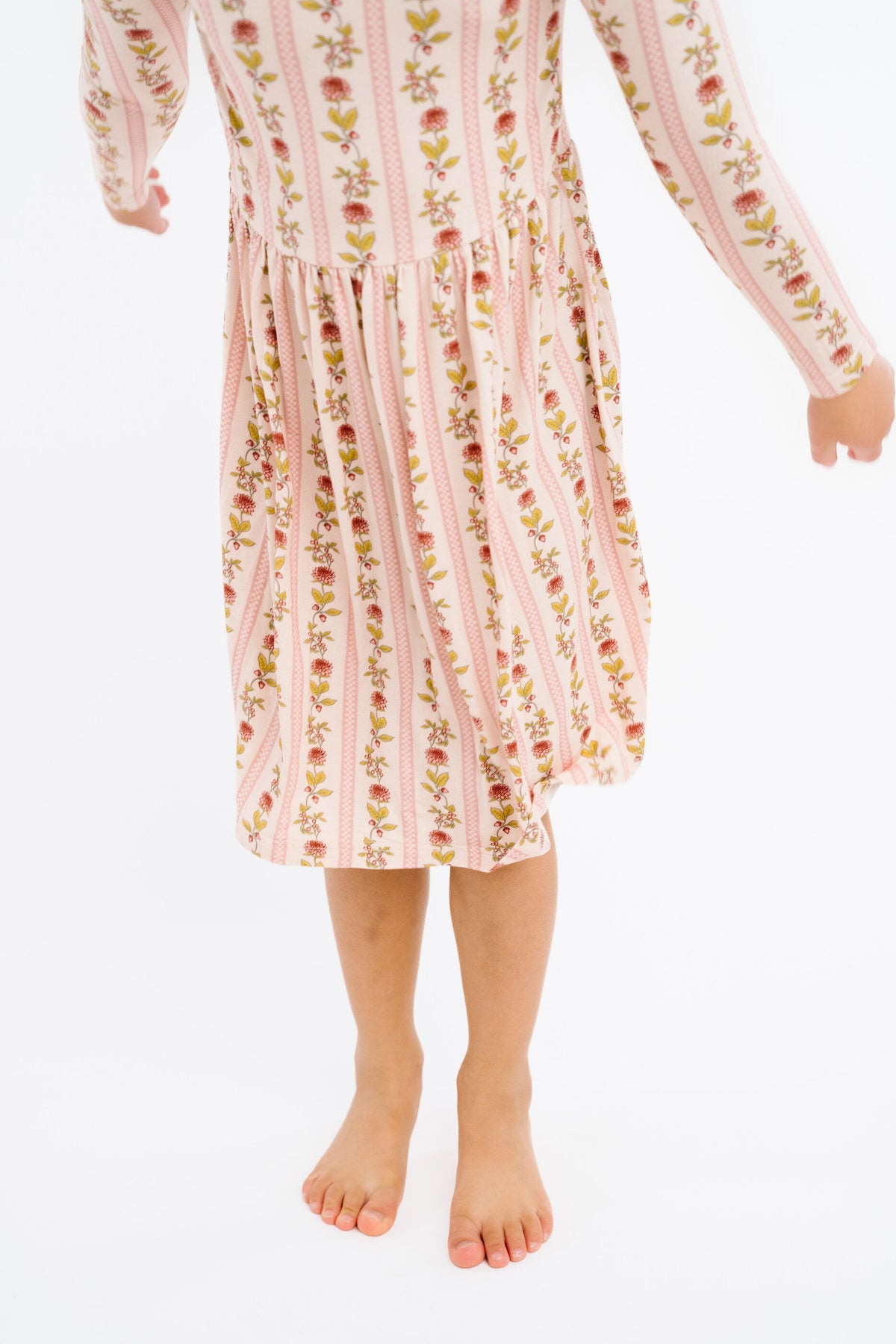 Vintage Floral Stripe Bamboo Dress