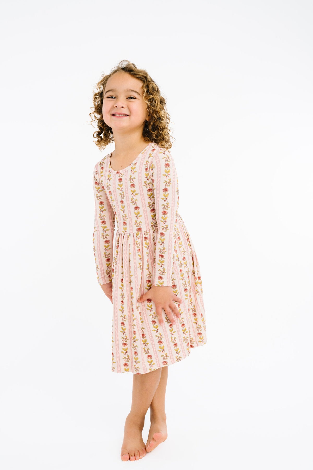 Vintage Floral Stripe Bamboo Dress