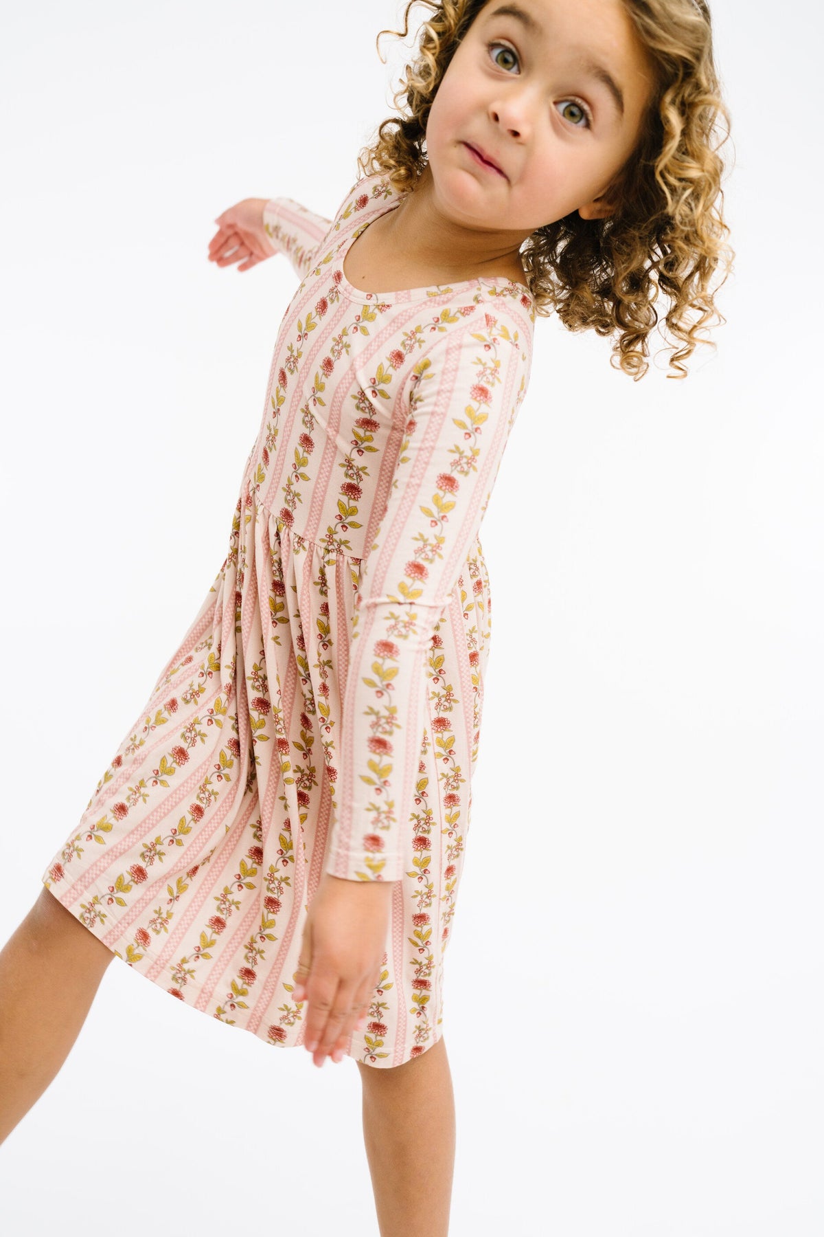Vintage Floral Stripe Bamboo Dress