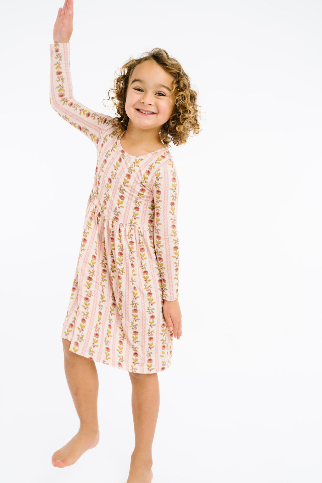 Vintage Floral Stripe Bamboo Dress