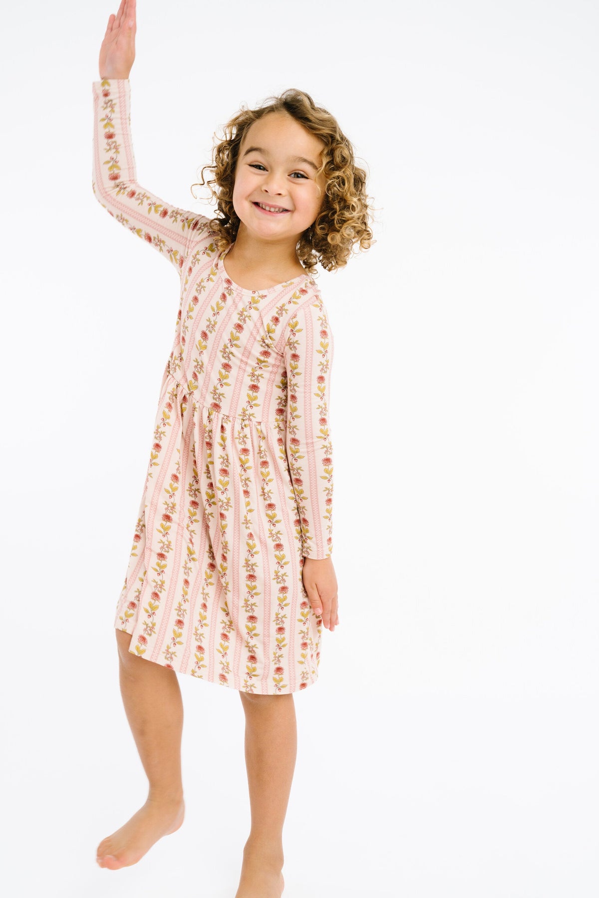 Vintage Floral Stripe Bamboo Dress