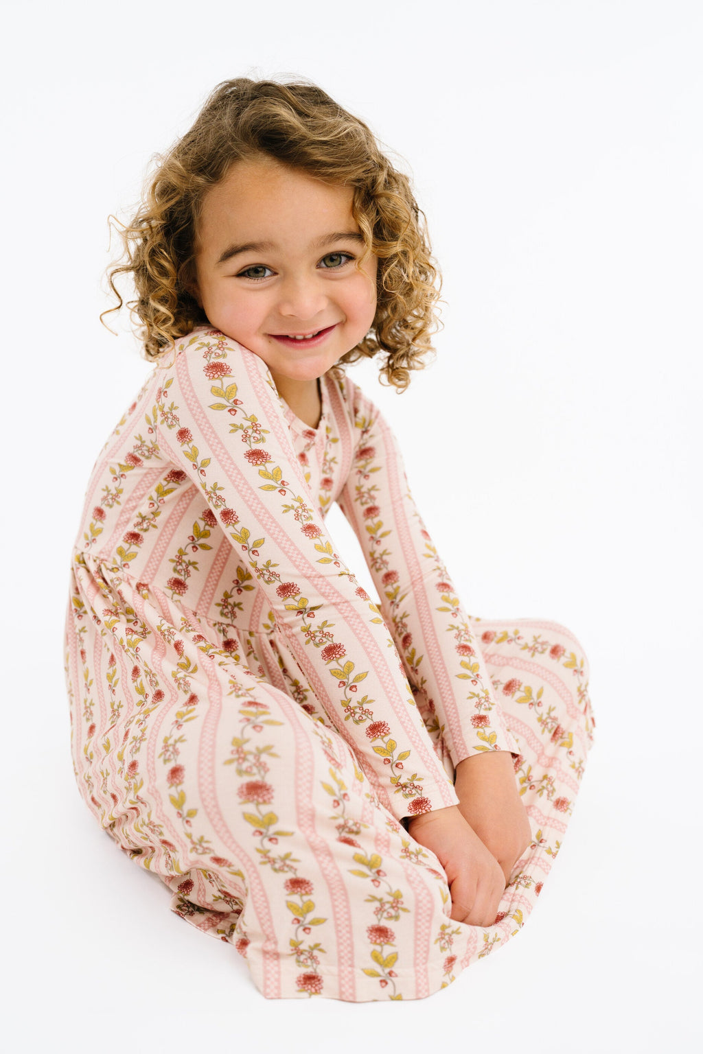 Vintage Floral Stripe Bamboo Dress